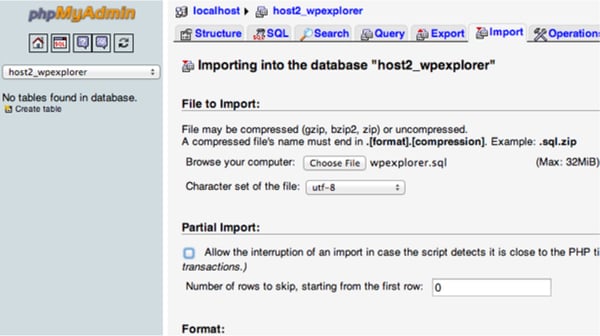 Import der Datenbank bei WordPress-Migration